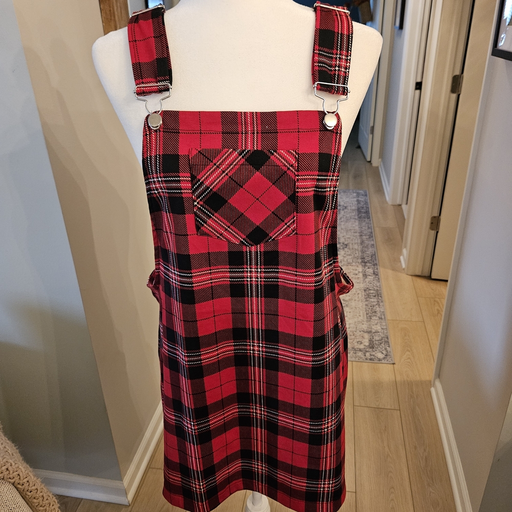 Red and Black Plaid Jumper Dress